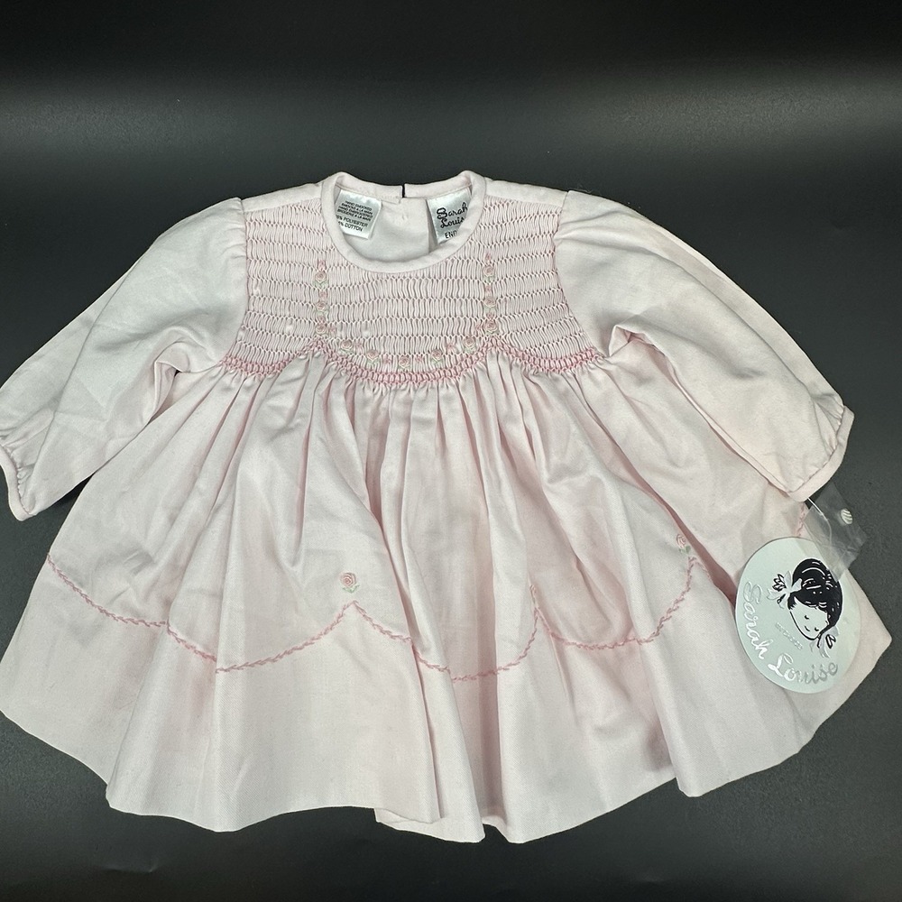 NWT Sarah Louise England Baby Hand Smocked/Embroidered Dress Pink Sz 3M EE38